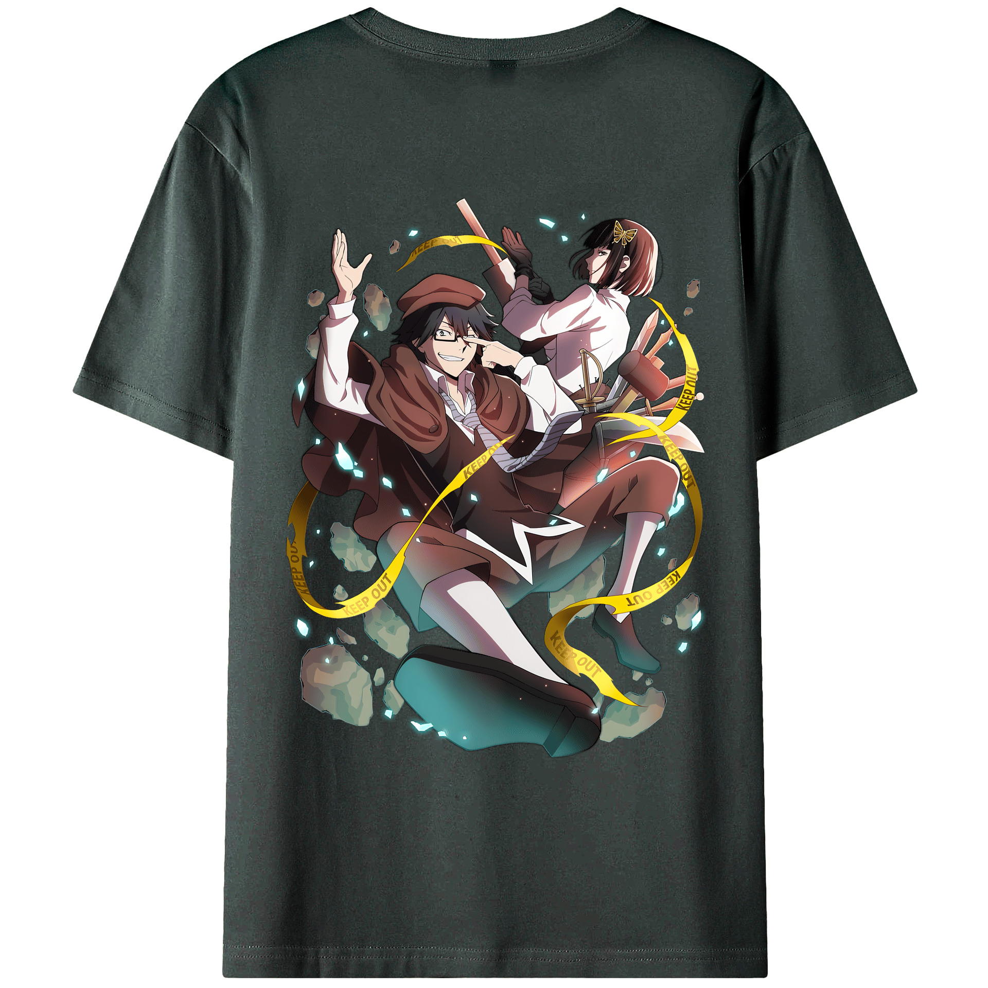 （画像用） 文豪ストレイドッグス Bungo Stray Dogs 綿100％ メンズ半袖Tシャツ（バックプリント） 通気性